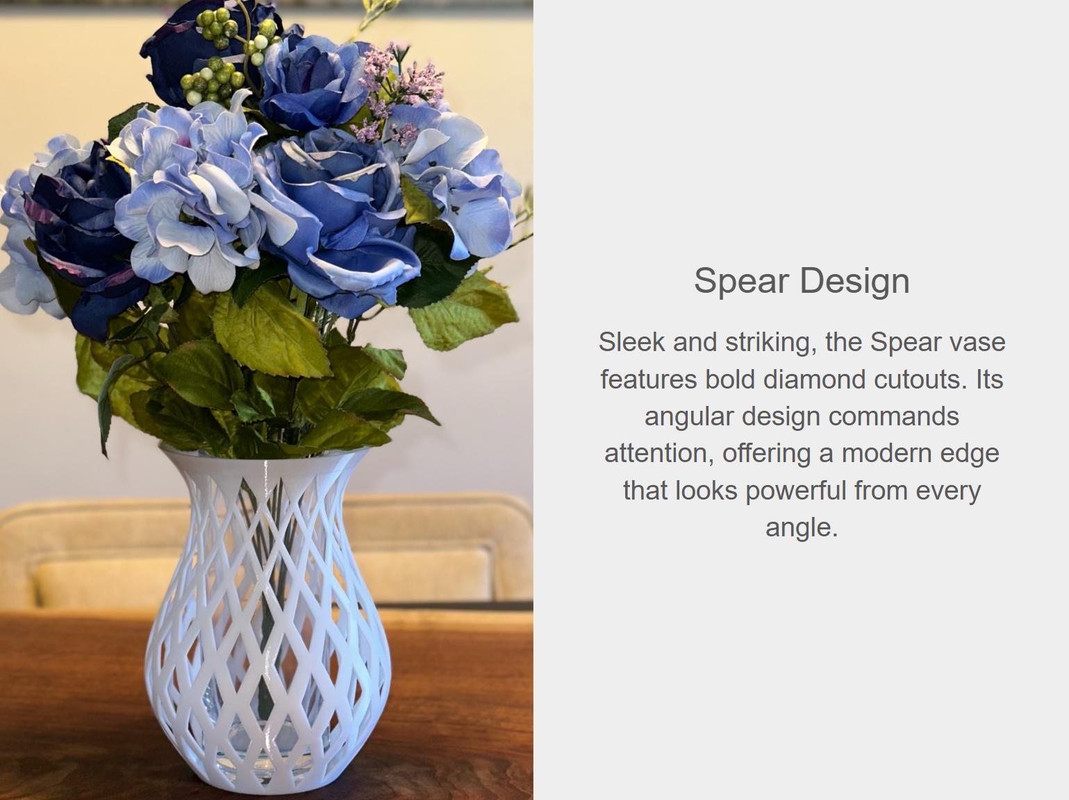 Spear - Modern Vase with Glass Insert | 3D Printed Floral Vase